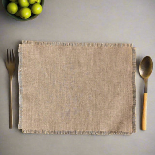This is a beige tableware by Powered By People called jute placemat - single placemat in standard