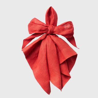 This is a red tableware by Joanna Buchanan called bow linen napkin, berry, set of two in standard