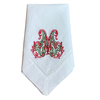 This is a white tableware by Virginia Marcello called custom embroidered dinner napkins set of 4 in standard