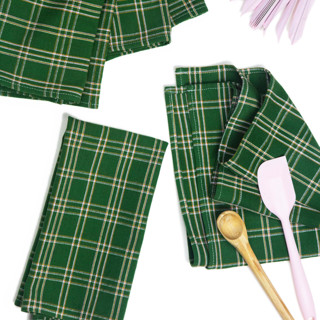 This is a green tableware by Archive New York called chiapas green plaid handwoven cotton napkins, set of 4 in standard
