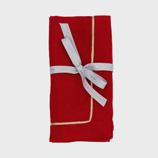 This is a red tableware by Joanna Buchanan called gold trim dinner napkins, berry, set of two in standard