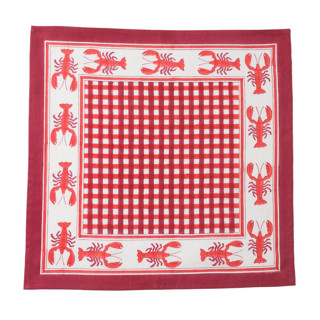 This is a red tableware by Michelle Pham called lobster red gingham blockprint napkins, set of 4 in standard