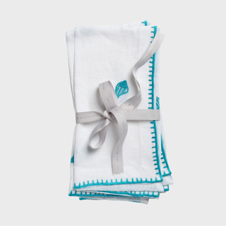 This is a blue tableware by Joanna Buchanan called shell embroidered dinner napkins, white, set of two in standard