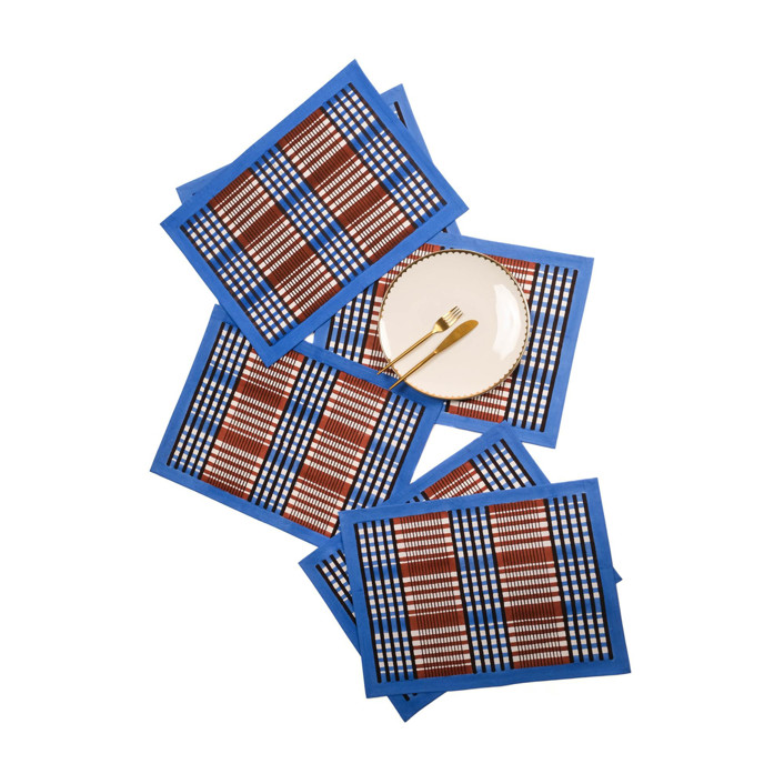 Inner Child Shetland Plaid Blockprint Napkins - Thumbnail 3
