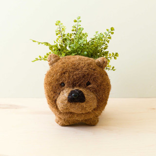 This is a brown accent pieces by LIKHA called chow chow planter in standard