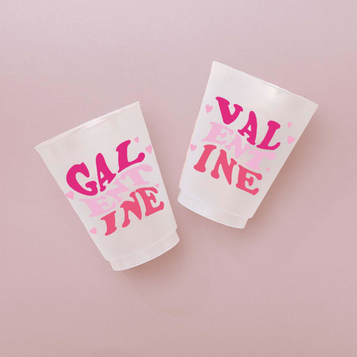 Galentine Valentine Frosted Plastic Cups, Pack of 12