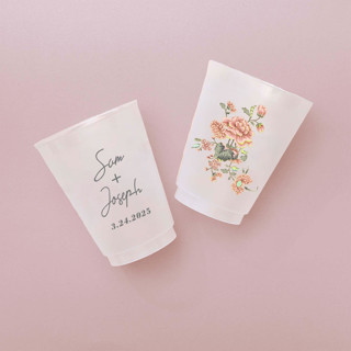 This is a multicolor wedding drinkware by ForYourParty called custom ornate floral frosted plastic cup, set of 50 in standard