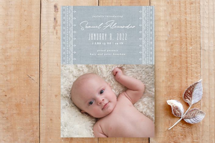 Boho Embroidery Birth Announcement