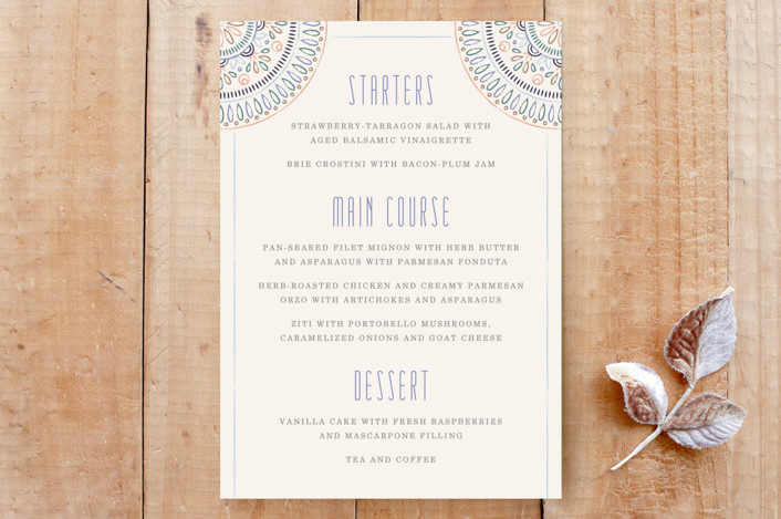 Jardin Mandala Wedding Menu Card