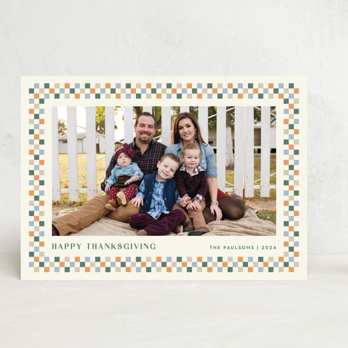 Checkered Thanksgiving 1-Photo Card