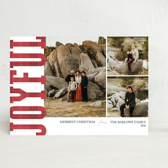 Joyful in Plaid Multi Photo Holiday Card