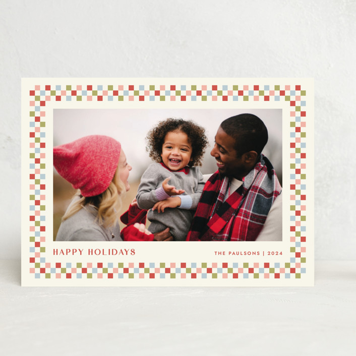 Checkered Holiday 1-Photo Card