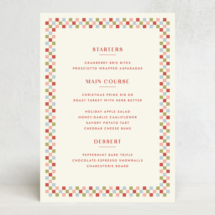 Checkered Christmas Menu Card