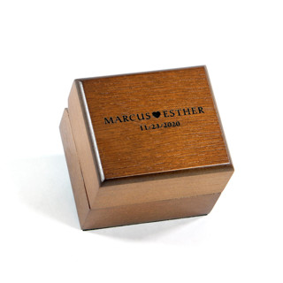 This is a brown wedding accessories by Soulmatebox called personalized names wood ring box - single slot in standard