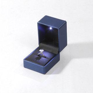 This is a blue wedding accessories by Soulmatebox called blue leather ring box with light in standard