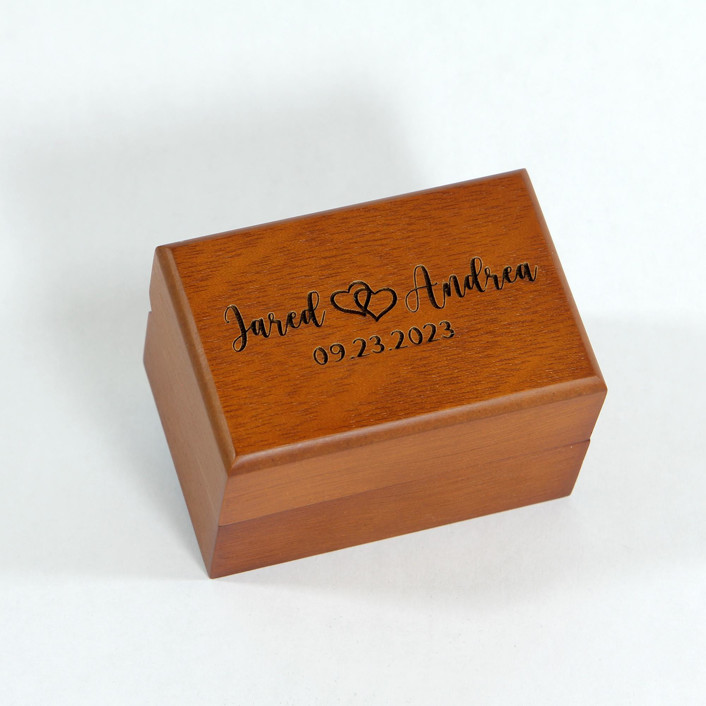 Personalized Engraved Wood Ring Box - Double Slot