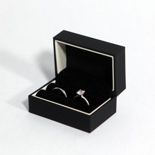 This is a black wedding accessories by Soulmatebox called black ring box with white stripe - double slot in standard