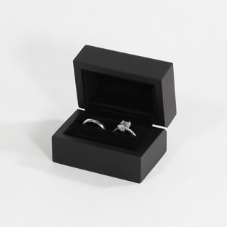 This is a black wedding accessories by Soulmatebox called black wood ring box - double slot in standard