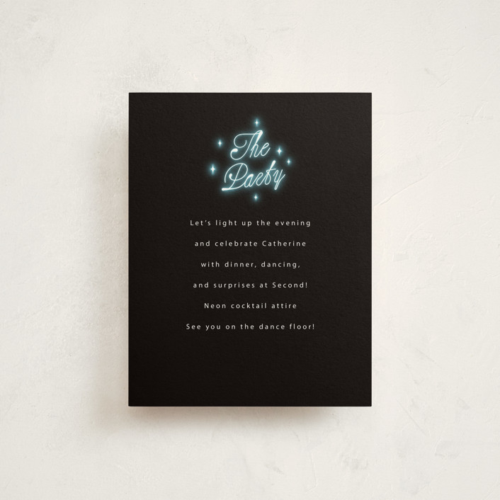 "Neon Spin" - Mitzvah Reception Cards in Midnight by Ana de Sousa.