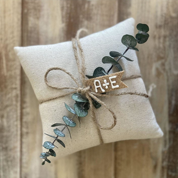 Custom Natural Cotton and Eucalyptus Ring Bearer Pillow