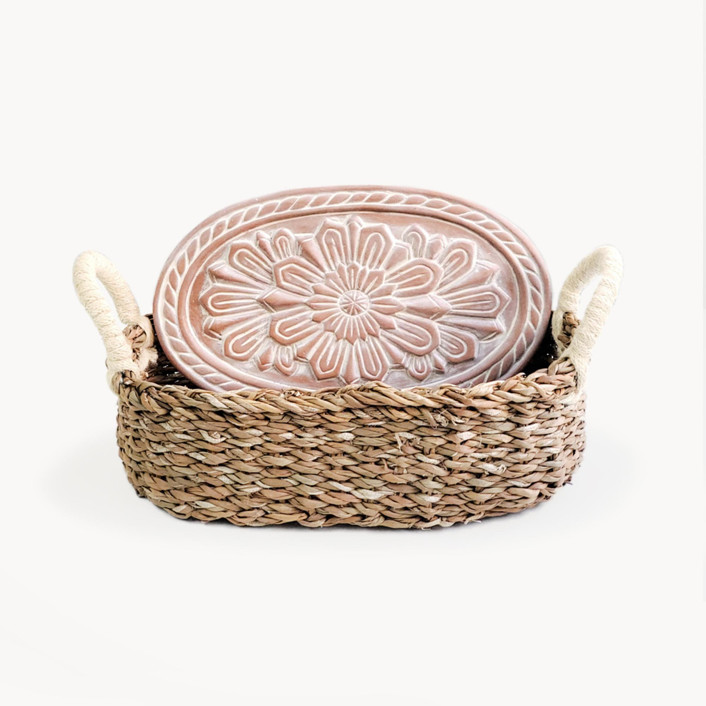 Handmade Bread Warmer & Wicker Basket - Flower