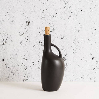 This is a black tableware by Powered By People called canard stoneware olive oil bottle - 34oz handmade ceramic dispenser in standard