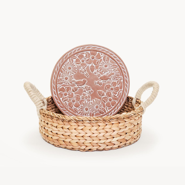 Bread Warmer & Basket - Garden Round