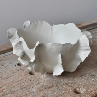 This is a white tableware by OWO Cerámica called ribera large centerpiece bowl in standard