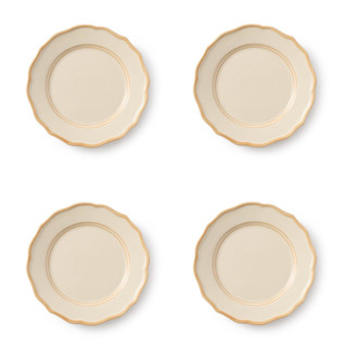 This is a beige tableware by Maison Madison called colette 9'' side plate set of 4 in standard