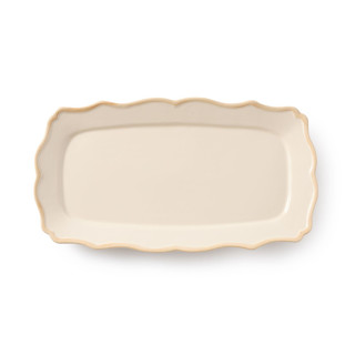 This is a beige tableware by Maison Madison called colette rect. tray 16'' x 8.9'' in standard