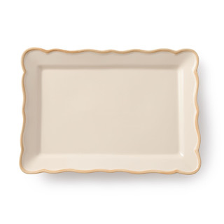 This is a beige tableware by Maison Madison called colette rect. platter 15.4'' x 11'' in standard