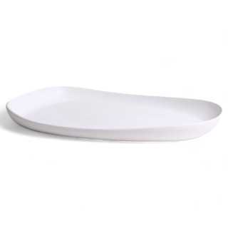 This is a white tableware by Powered By People called stoneware long serving platter in standard