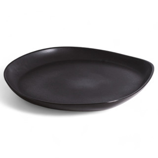 This is a black tableware by Powered By People called stoneware round serving platter in standard