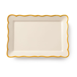 This is a yellow tableware by Maison Madison called giovanna rect. platter 15.4'' x 11'' in standard