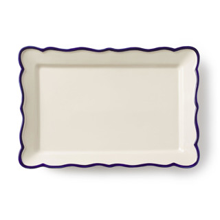 This is a blue tableware by Maison Madison called jane rect. tray 16'' x 8.9'' in standard