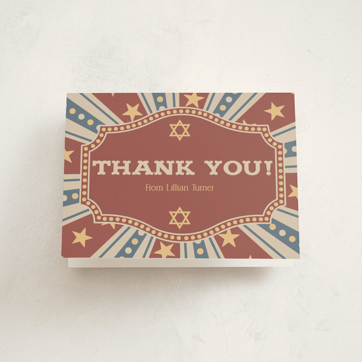 "Vintage Circus" - Mitzvah Thank You Cards in Brick by Amanda Stuff.