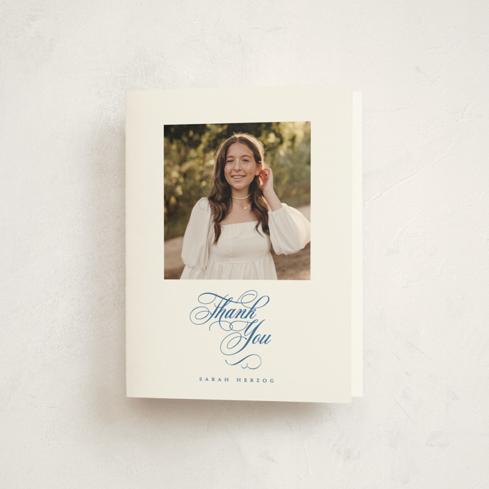 "Simply" - Mitzvah Thank You Cards in Sea by Jenna Holcomb.