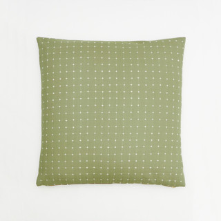 This is a green throw pillows by Anchal called cross-stitch throw pillow - sage in standard