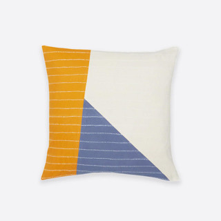 This is a yellow throw pillows by Anchal called medium asha colorblock throw pillow in standard