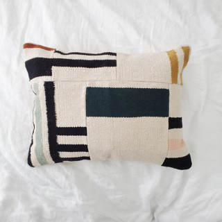 This is a multicolorassorted-colors throw pillows by Wool and Indigo called agave patchwork wide lumbar pillow in standard