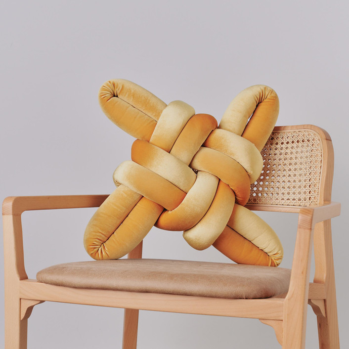 Illuminate Yellow Velvet Knot Pillow