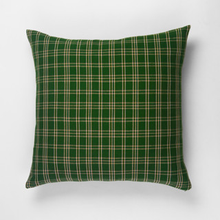 This is a green throw pillows by Archive New York called chipas green plaid handwoven cotton throw pillow, size 20" x 20" in standard