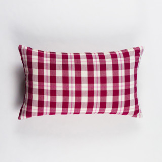 This is a red throw pillows by Archive New York called abigail plaid handwoven cotton throw pillow, size 12" x 20" in standard