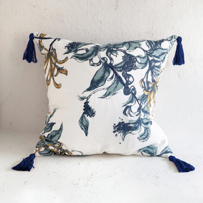Snip Floral Throw Pillow in Ivory Gold