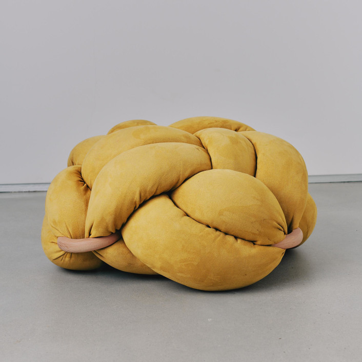(L) Desert Yellow Vegan Suede Knot Floor Cushion