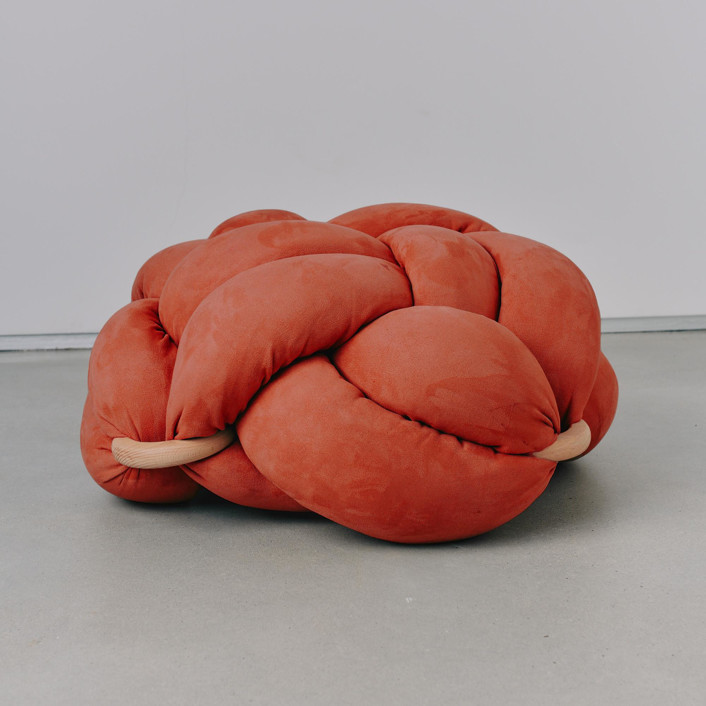 (M) Red Earth Vegan Suede Knot Floor Cushion