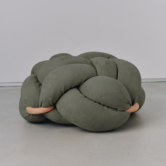 (L) Army Green Vegan Suede Knot Floor Cushion