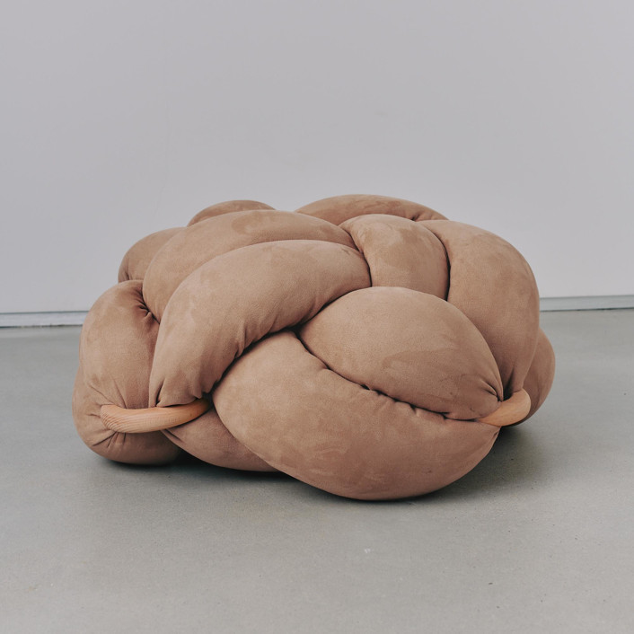 (L) Camel Vegan Suede Knot Floor Cushion
