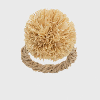 This is a natural tableware by Joanna Buchanan called straw pompom napkin rings, natural, set of four in standard