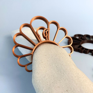 This is a copper tableware by Corduroy Effect called thanksgiving napkin rings, set of 4 in standard